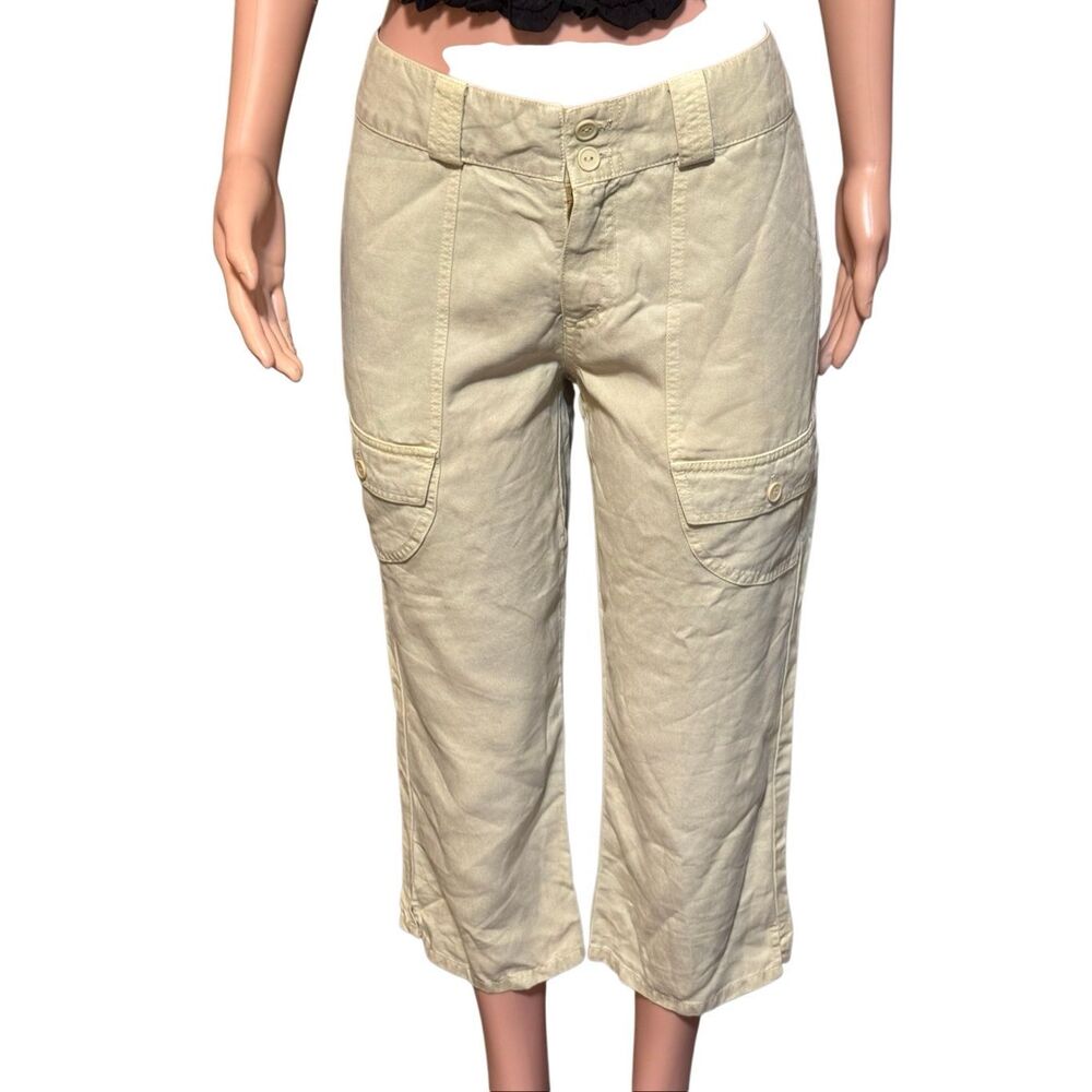 Pulp women mid rise tencel crop capris pants M